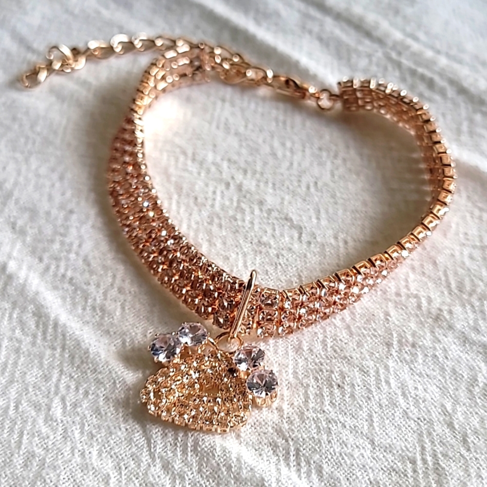 Small Pets Cats/Toy Dogs Rhinestone Claw Pet Necklace
